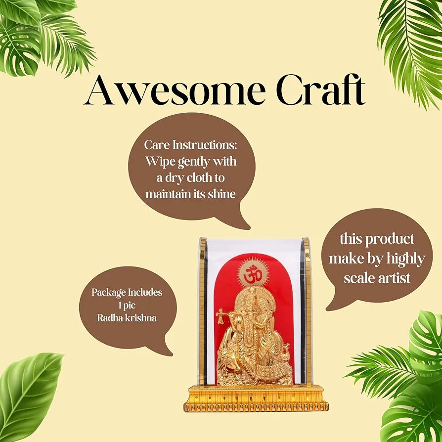 Awesome Craft Radha Krishna Murti Acrylic | Radha Krishna Statue | Radha Krishna Idol for Gift | Radhe Krishna ki Murti for Pooja Room | Radha Krishna Idol for Home Decor 