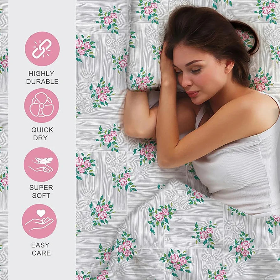 Zen Cotton Blend King Bedsheet Set  | 1 King Cotton Bedsheet & 2 Pillow Covers | Breathable & Anti-Wrinkle | 225 CVC | 