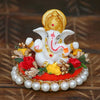 Ecraftindia Resin Lord Ganesha Idol on Decorative Plate | Lord Ganesha Idol | Ganesha Statue for Puja Room