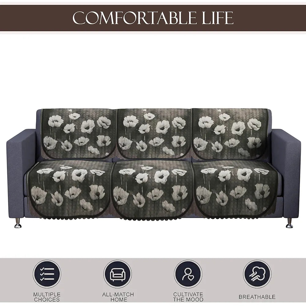 Kuber Industries Set of 6 Durable 3 Seater Sofa Cover for Living Room | Easy Machine Washable SOFE ke Cover for Protection & Comfort for Home Furniture | Lotus Print - Green