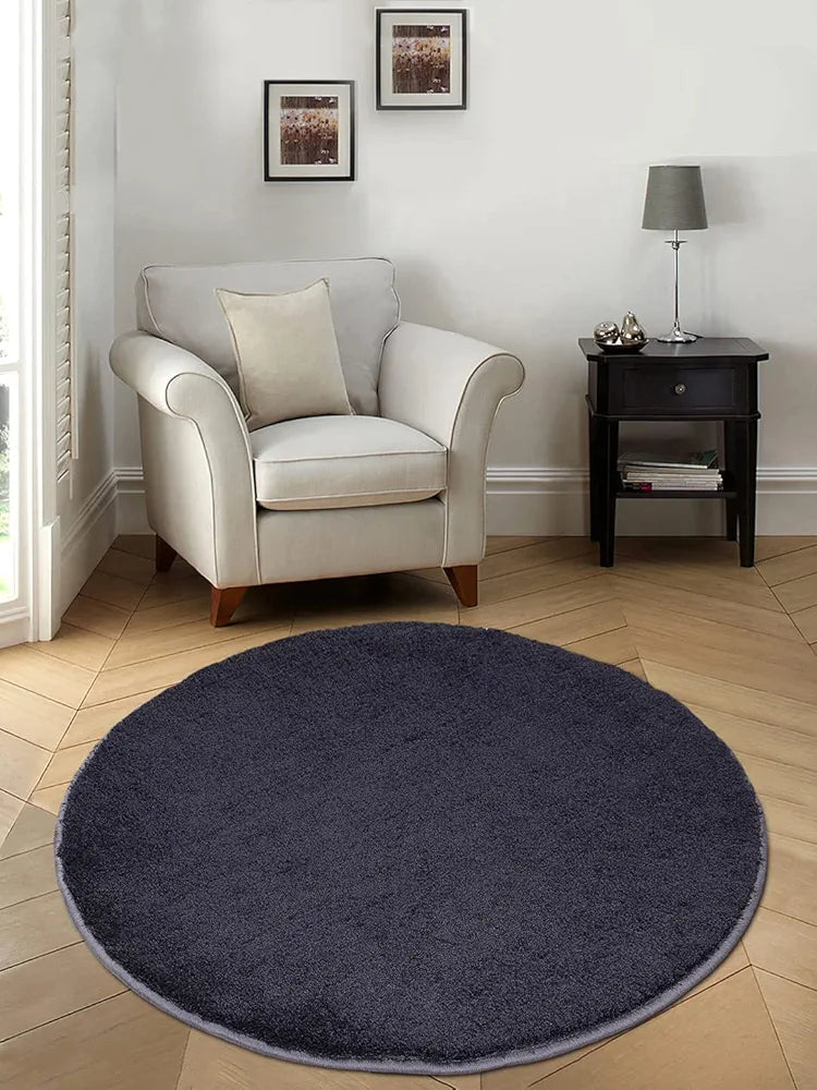 SARAL HOME EASY LIVING Neo Shaggy Yarn Cotton Anti-Skid Round Mats 