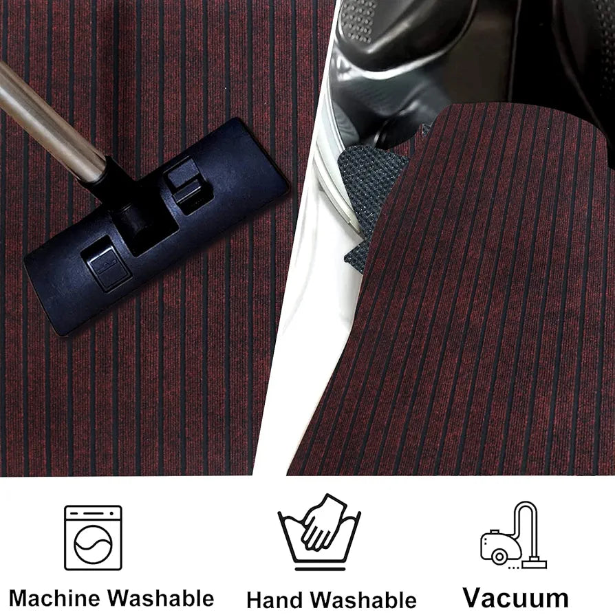 Kuber Industries Microfiber Striped Design Solid Anti-Skid Bedside Runner & Carpet for Living RoomBedroom24 x 48