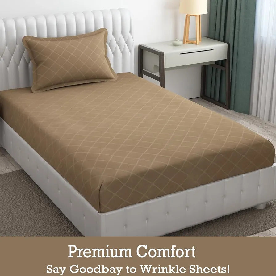 FRESH FROM LOOM Single Bedsheet - Microfiber Rotary Printed, Hypoallergenic, Wrinkle Free with 1 Pillow Covers , 144 TC