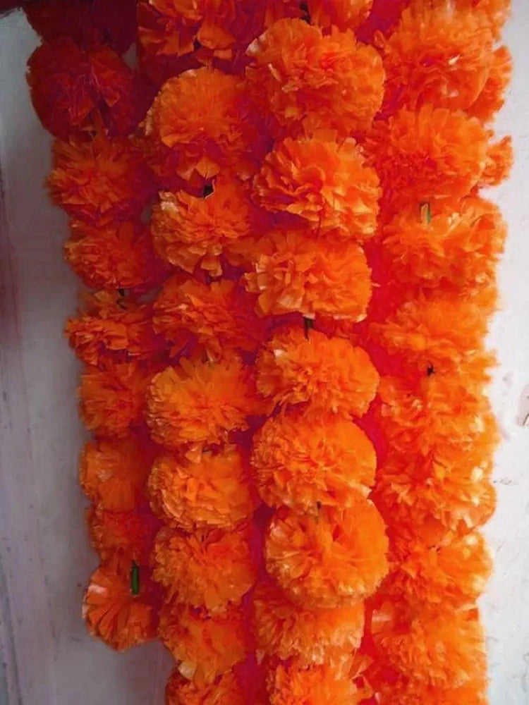 Abhaas Artificial Marigold Graland Flowers for Decoration Long Toran Indian genda phool for Wedding Festival 