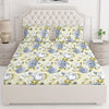 Layers Classic Cotton Bedsheet Set for All Seasons Lightweight 104 TC Queen Size Light Blue Floral Pattern