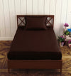 Trance Home Linen 100% Cotton 78X36 Inch Single Fitted 200Tc Satin Stripe Elastic Fitted Bedsheet With 1 Pillow Covers Colour Chocolate Brown