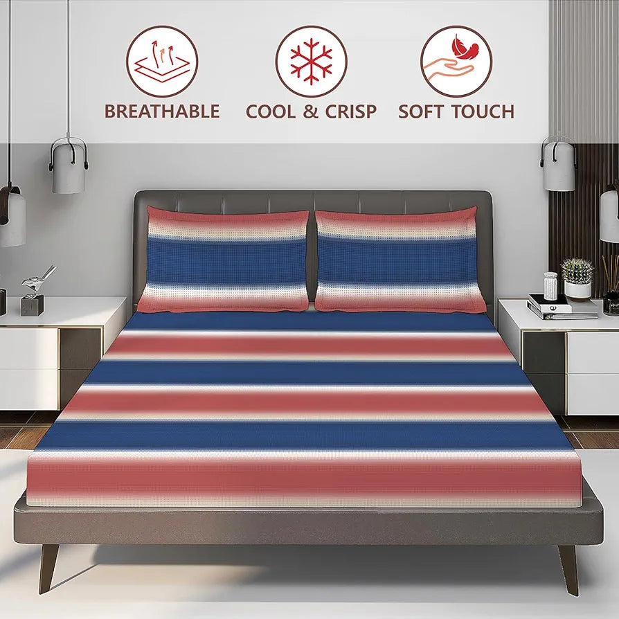 Layers Durathread Bedsheet Set for All Seasons - Lightweight, Moisture Absorbent, Machine Washable & Easy to Care - Gift for Housewarming & More - 225 CVC - King Size 