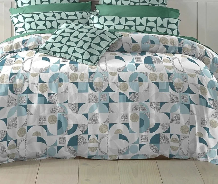 THE HOME STYLE Cotton Elastic Fitted All Around Printed King Size Double Bed Bedsheet wih 2 Pillow Cover 