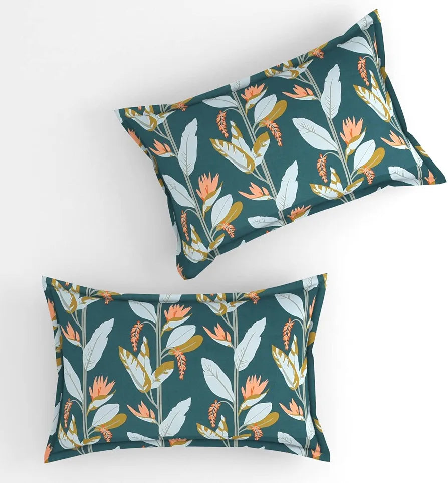 THE HOME STYLE Supersoft Cotton King Size Printed Flat Double Bedsheet wih 2 Pillow Cover II 300 TC, 90