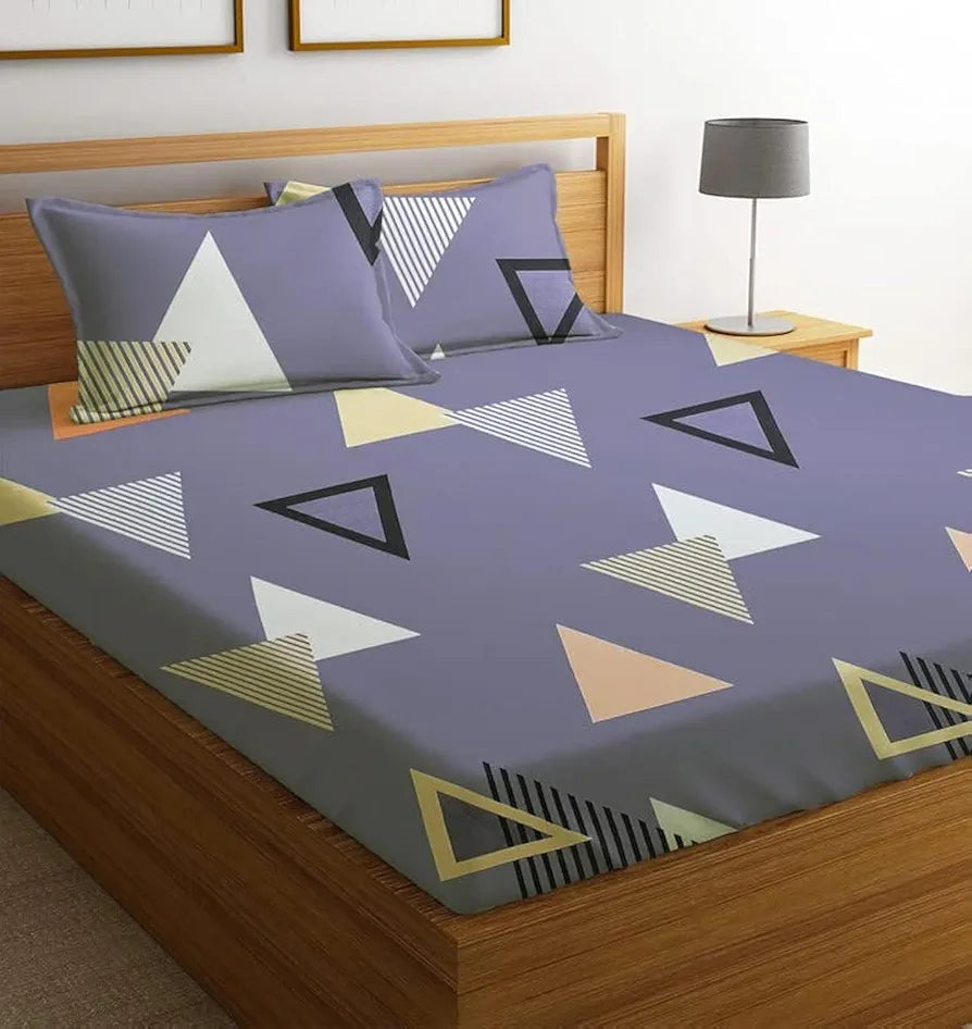 BSB HOME Prime Collections 160tc Pure Microfiber Glace Cotton Breathable Supersoft Wrinkelfree Double Bedsheet with 2 King Size Pillow Covers-Grey and Orange