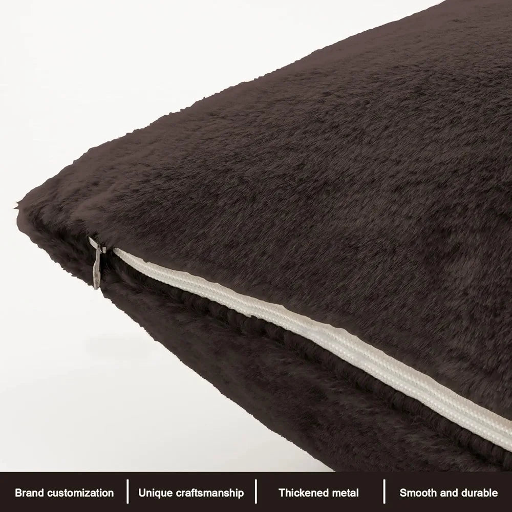 Luxe Home Cushion Cover 16 inch x 16 inch Duble Side Rabbit Fur Plain Design Covers Set of 2 for Sofa, Bedroom, livingroom 