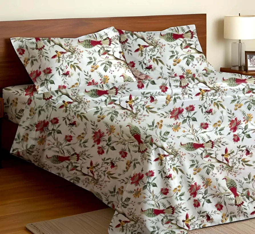 SAJAVAT HOME 100% Pure Cotton King Size Bedsheet Set with 2 Pillow Covers | Soft, Breathable & Skin-Friendly | Luxury Bedding Set, 96x104 Inches  | Pack of 1 