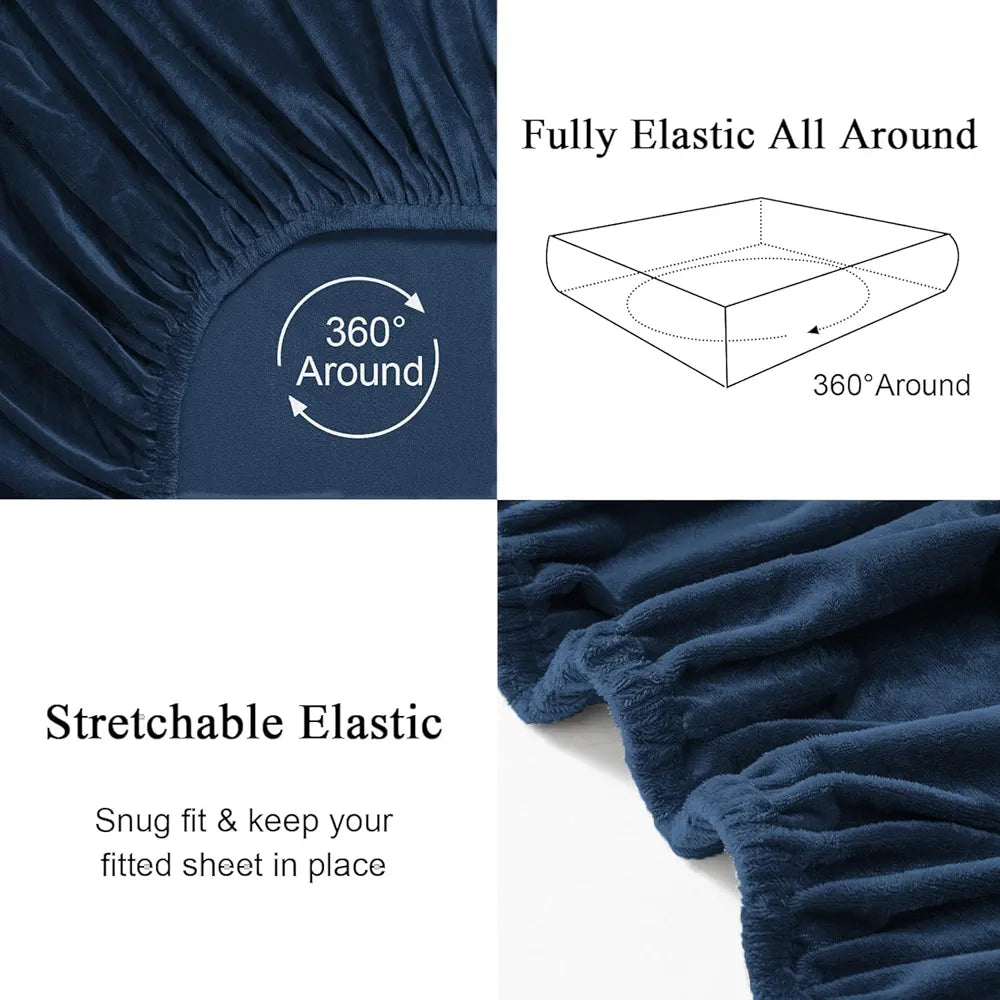 Cloth Fusion 200 TC Warm Winter Elastic Fitted Bedsheet for Double Bed King Size with 2 Pillow Covers, Cozy Woolen Bedsheets for Double Bed 