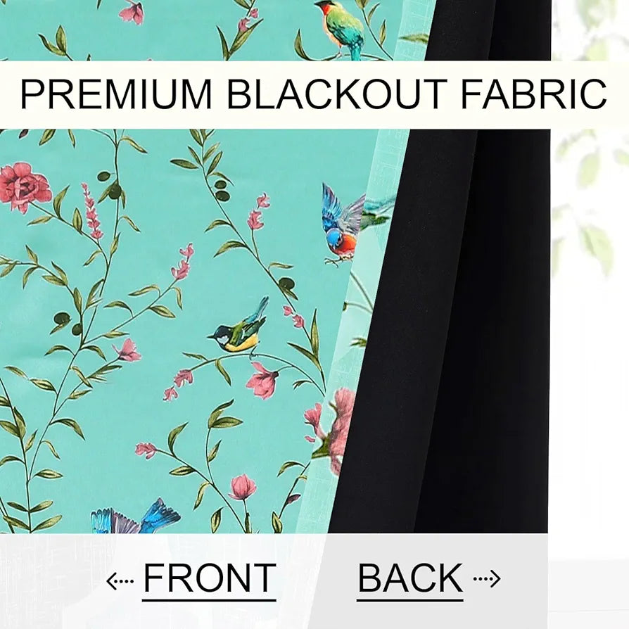 Cloth Fusion 100% Blackout Printed Premium Window Curtains 5 Feet Long Set of 2, Noise Reducing Blackout Curtains 5 Feet for Window with Grommet for Home Decor 