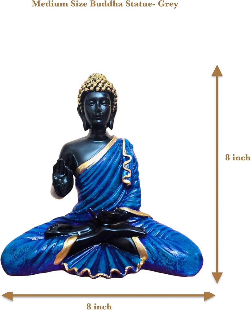 ALILA Meditating Buddha Idol Statue Showpiece for Home Garden Living Room Decor Decoration Gift Gifting Items, 8 inches / 20cm