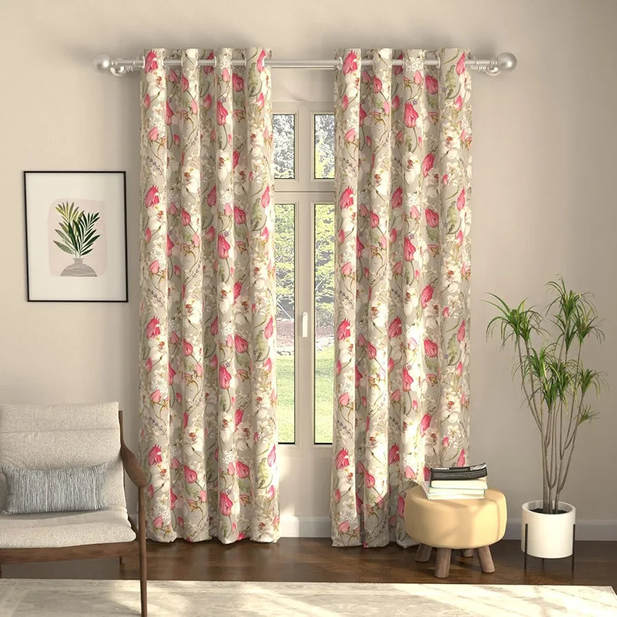 Urban Space Blackout Curtains 7 Feet Set of 2 for Door, 80-85% Light Blocking Curtains for Living Room, Digital Printed Curtains with Eyelets, Tieback Included 