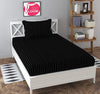 Fresh From Loom Breathable Single Size Flat Bedsheets Hotel & Home Plain Bedsheet Set with 1 Pillow Covers Black Tc 144
