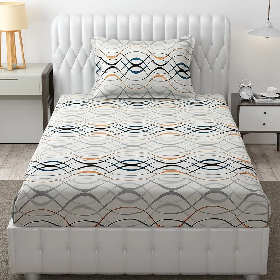 FRESH FROM LOOM Bedsheet Single Size,Microfiber Bed Sheet for Single Bed,Floral Design Bed Spread with 1 Pillow Covers,Wrinkle Free Hypo-Allergenic Bedsheets/Bedcover,144 TC