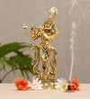 KridayKraft Lord Krishna Metal Statue Krishna Murti Playing Flute for Temple Pooja