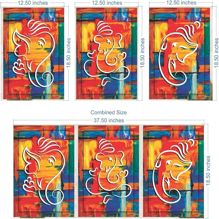 Rangoli MDF 3 Pcs Wall Poster 12x18 Inch Decorative Wall Art for Home, Office, Living Room. P-4, Design-27