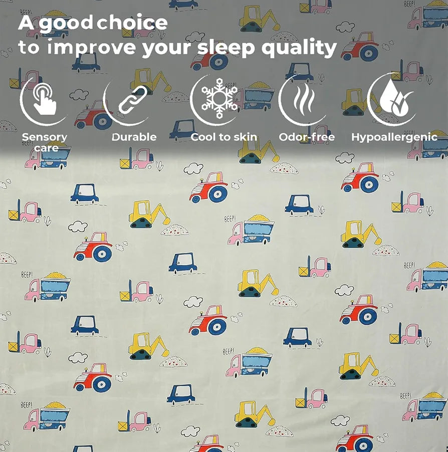FRESH FROM LOOM Glace Cotton Wrinkle Free Soft Hypoallergenic Bed Sheet With 2 Pillow Cover | Cartoon Printed | Double Bed King Size Kids Bedsheet For Boys & Girls Room , 144 tc
