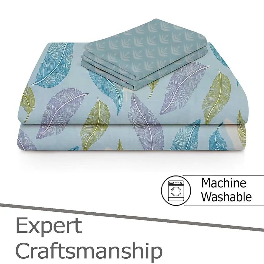 Fresh From Loom Microfiber Soft Cotton Queen Size Bedsheet for Double Bed |200 TC Hypoallergenic Soft Bed Sheet with 2 Pillow Cover | Anti Fade Printed Bed Cover 