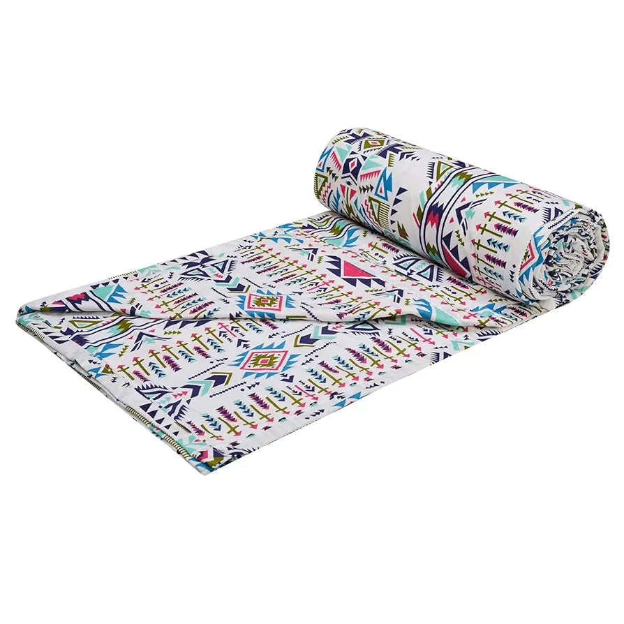 Trance Home Linen 150 GSM Pure Cotton Reversible Dohar Single Bed Size | Ac Blanket | Soft Light-Weight Bed Blanket 