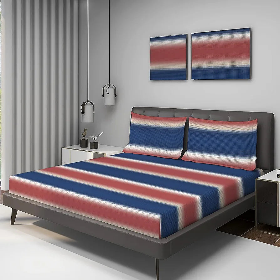 Layers Durathread Bedsheet Set for All Seasons - Lightweight, Moisture Absorbent, Machine Washable & Easy to Care - Gift for Housewarming & More - 225 CVC - King Size 