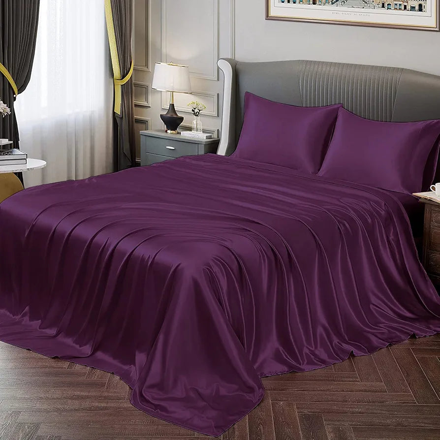 Cloth Fusion Satin Bedsheet for King Size Bed, Perfect for Romantic Night, Excellent Gift for All Celebrations, Set of 1 Satin Sheet 108