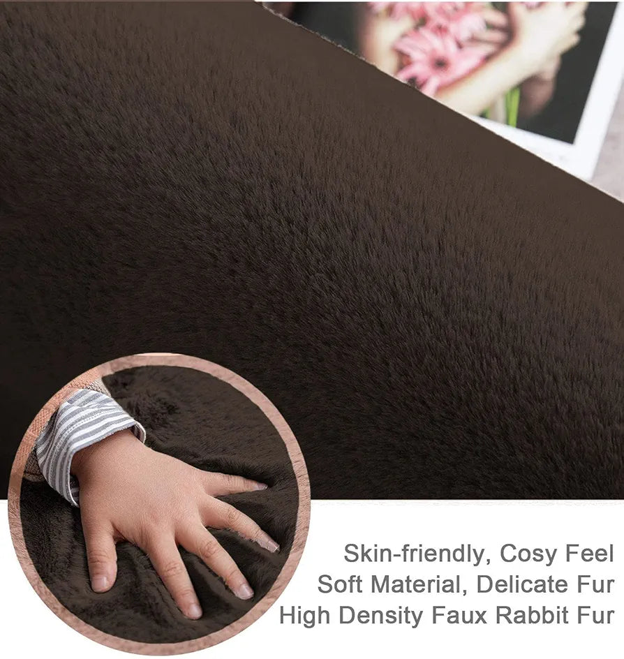 LUXE HOME INTERNATIONAL Rabbit Fur Mat Soft Anti Slip Skid Ruffle Rectangular Mats for Bathroom Door 45X75 Cm  Pc 1