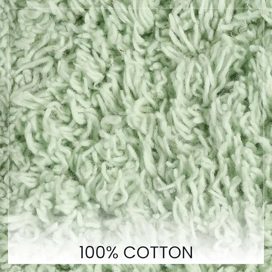 SASHAA WORLD Solid Anti-Skid Cotton Bathmat and Contour Set for Bathroom, Ultra Soft & Absorbent, Tufted Weave, Anti-Slip Latex Backing, Includes Contour & Rectangle Mat, 50X80cm, Mint Pack of 2