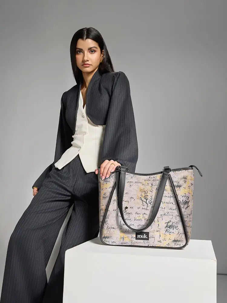 ZOUK Naisha Tote Bag - With Love, Rhea | Vegan Leather Handbag for Women