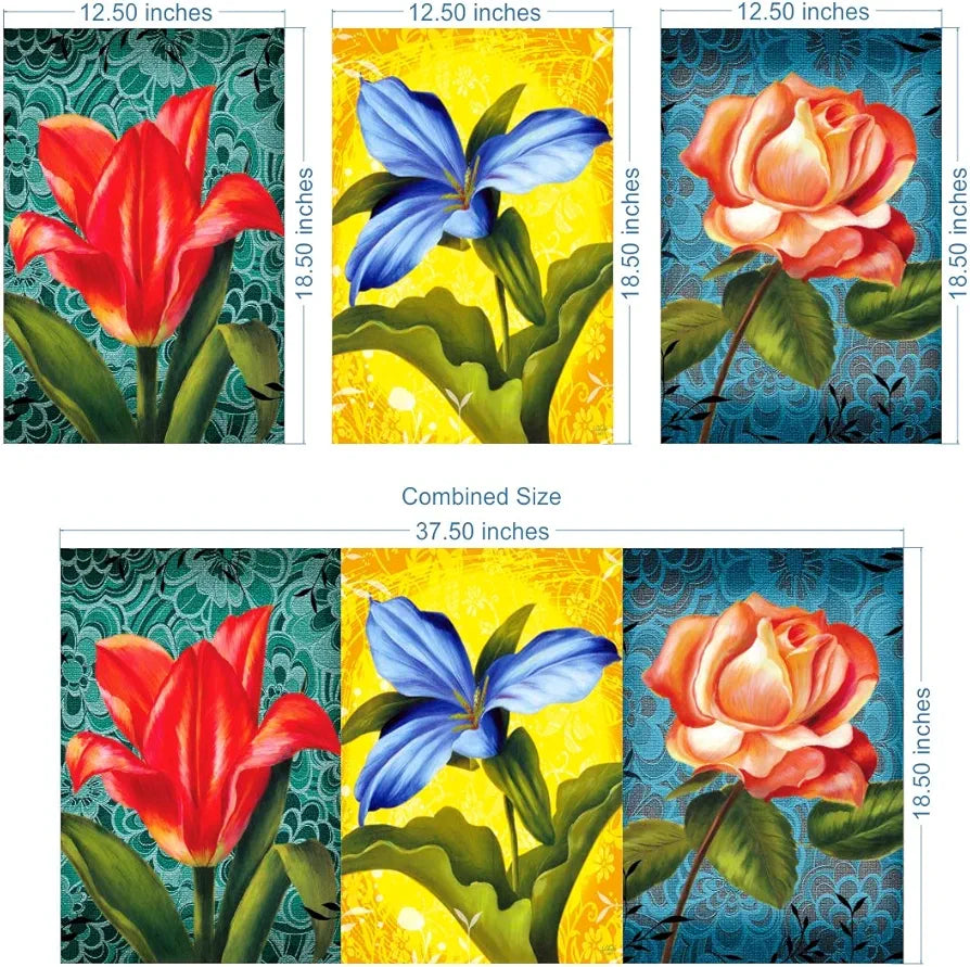 Rangoli MDF 3 Pcs Wall Poster 12x18 Inch Decorative Wall Art for Home, Office, Living Room. P-4, Design-15