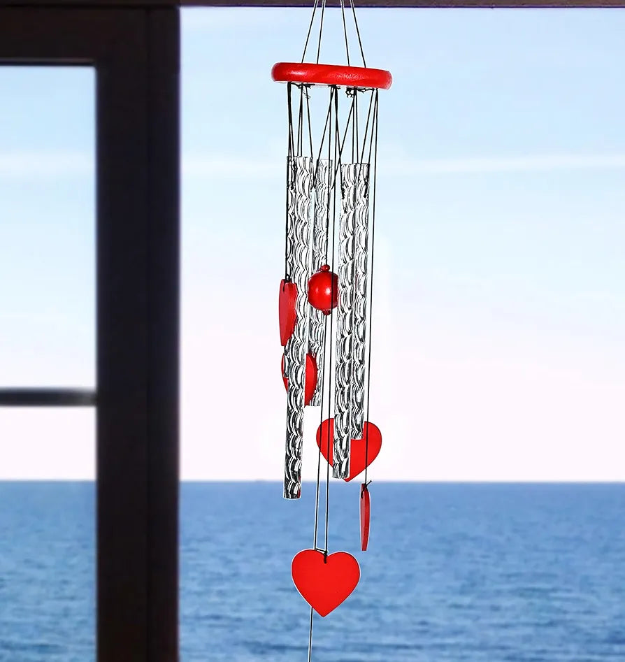 ZAICUS Red Heart Wind Chime - Heart-Shaped Hanging Décor - Wind Chime for Home - Home Decor Items for Valentine’s Day & Special Moments