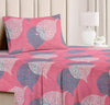 BSB Home Premium Forever Modern Style Glace Cotton Floral Pattern 1 Single Size Bed bedsheet and 1 Pillow Cover Light Pink & Grey