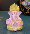 Gold Art India Gold Plated Ganesha with Terracotta Colour Perfect for Car Dashboards (MukutGoldPink)