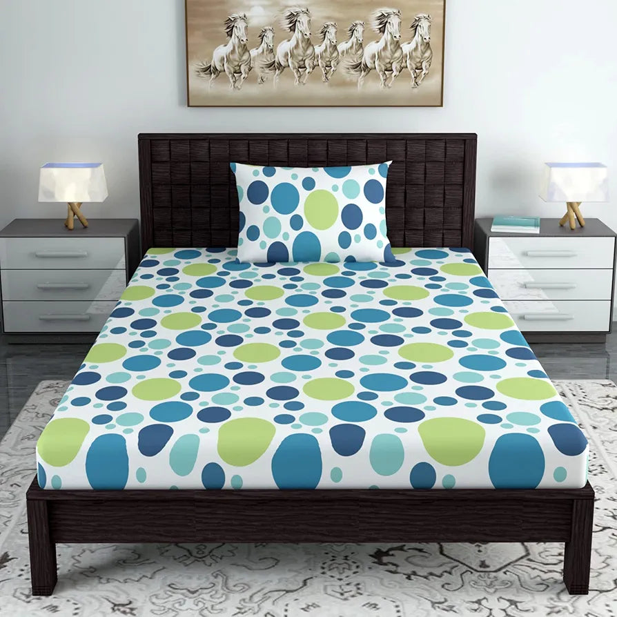Divine Casa 100% Cotton Bedsheet for Single Bed, 144 TC Bedsheet Single Size Bed Cotton with 1 Pillow Cover 