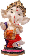Nrson Indian Handcrafted Polyresin Ceramic Eco Friendly Lord Ganesh Idol Figurine Dhol Ganesh