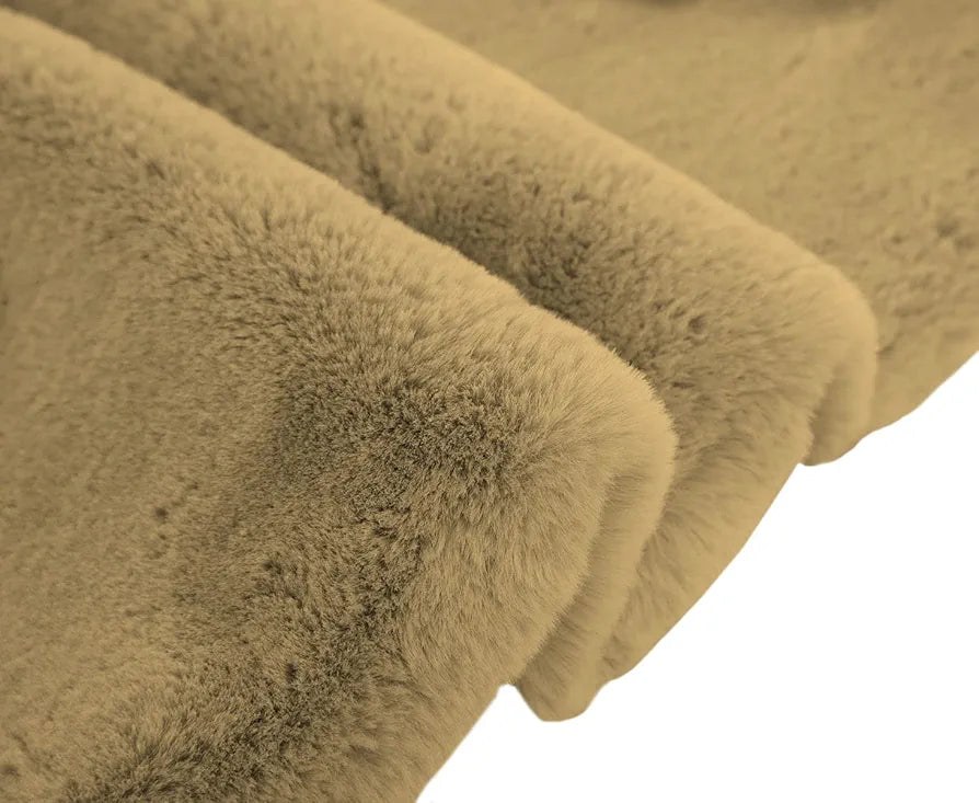 LUXE HOME INTERNATIONAL Ruffle Bath Mat Rabbit Fur 1000 GSM Bathroom Door Rectangular Foot Mats Anti Skid Water Absorbent Easy Machine Washable Rug for Entrance|Kitchen Floor|45X75 Cm|Mocka|Pack of 1