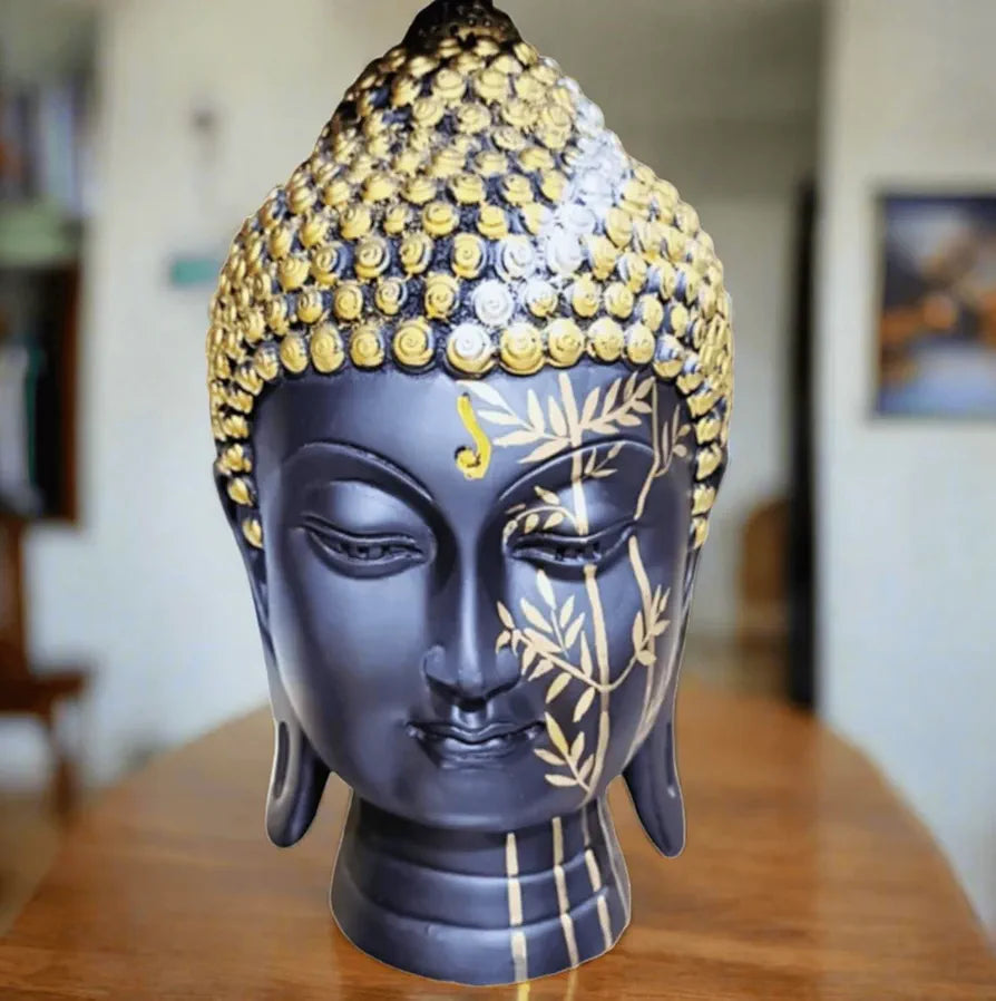 ALILA Buddha Face Designer Statue Showpiece Idol For Gifting & Home Table Decoration Vastu Lucky, 12 Inches multicolor