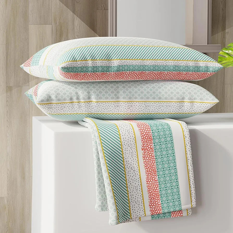 Zen Cotton Blend Double Bedsheet Set  | 1 Double Cotton Bedsheet & 2 Pillow Covers | Breathable & Anti-Wrinkle | 225 CVC | 