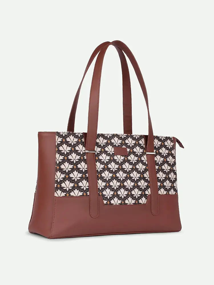 ZOUK Vegan Leather Maya Multitasker Tote Bag With Detachable Laptop Sleeve