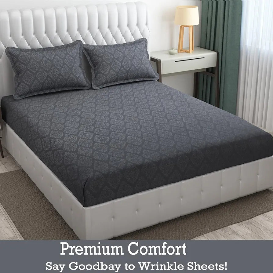 FRESH FROM LOOM Microfiber King Size Bedsheet - Hypoallergenic, Wrinkle Free, Bed Sheets with 2 Pillow Covers 