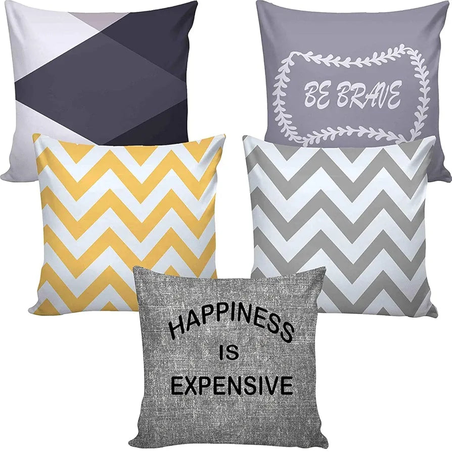 AEROHAVEN Set of 5 Satin Designer Decorative Throw Pillow/Cushion Covers - CC66 - 