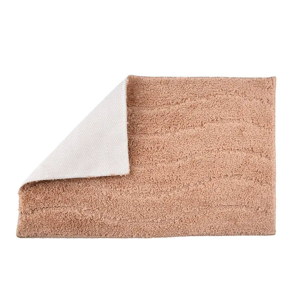 Kuber Industries Waves Shape Velvet Entrance Door Mat for Home, Office, and Living Room - Light Brown