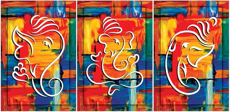 Rangoli MDF 3 Pcs Wall Poster 12x18 Inch Decorative Wall Art for Home, Office, Living Room. P-4, Design-27