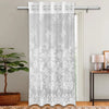 Kuber Industries Cotton Door Curtains with 8 Rings Net Frill Door Curtain SY27 White Colour