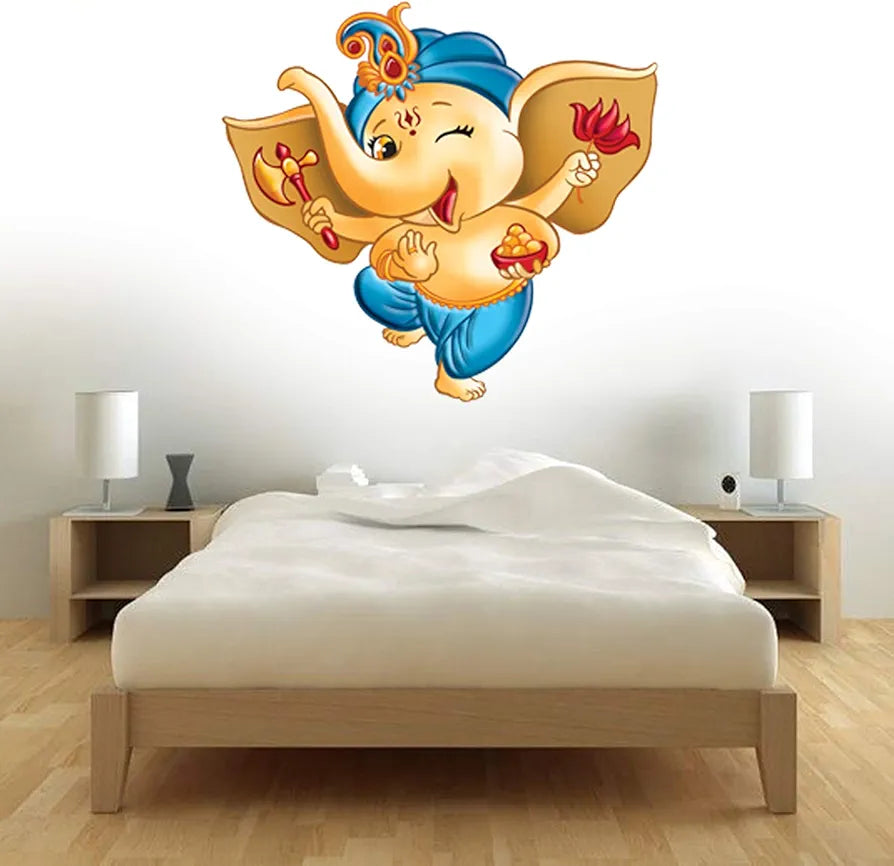 AH Decals Ganpati Ganesha Vinyl Wall Stickers for Home Living Bed Kids Room | Multi-Colors 
