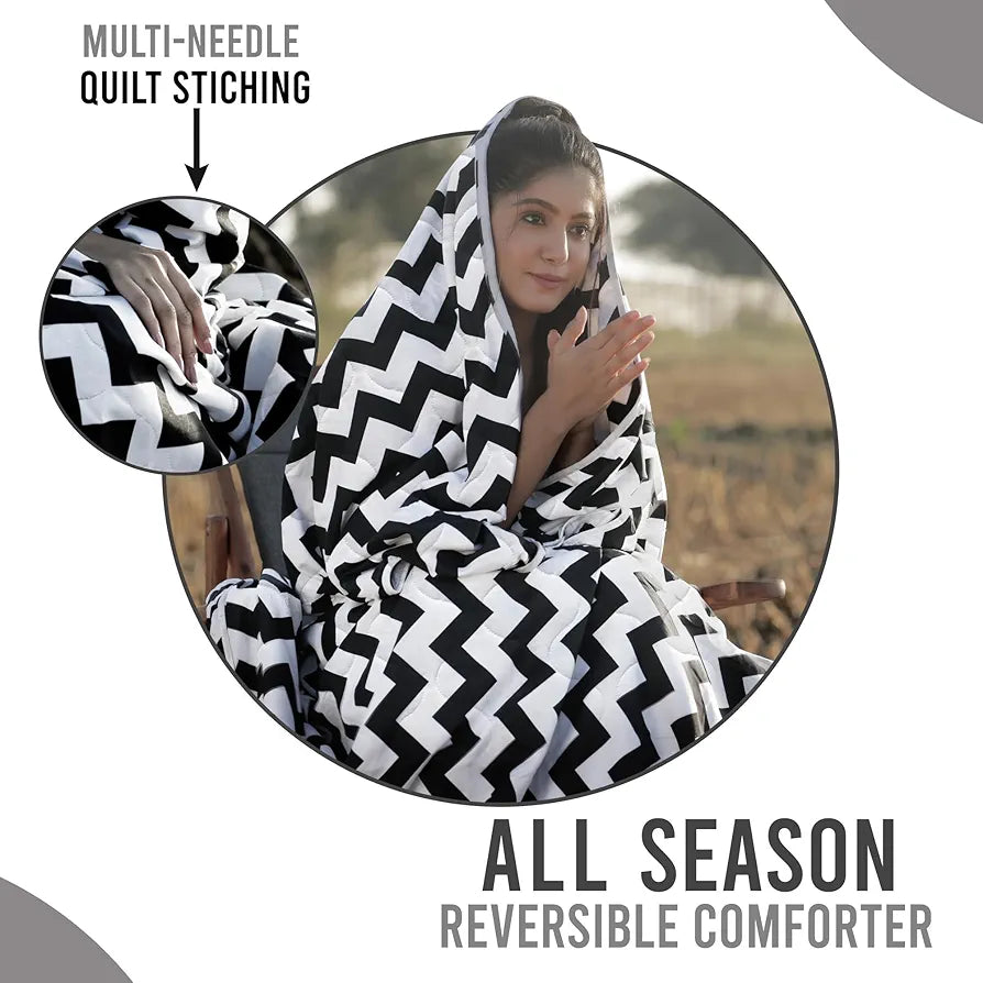 Divine Casa Microfiber 150 GSM Reversible Double Bed Comforter | Ultra Soft & Lightweight Blanket | Cozy & Breathable for All-Weather | 254 x 230 CM, Anthracite