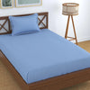 Homefab India 160 TC Stripe Glace Cotton Single BedSheet with 1 Pillow Cover Sky Blue